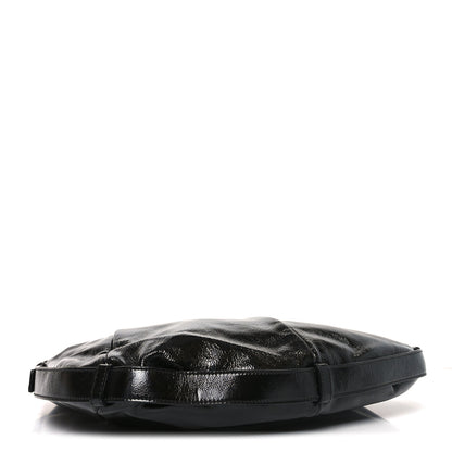 Saint Laurent Shiny Crinkled Calfskin Buffalo Horn Mombasa Hobo Black 4 of 10