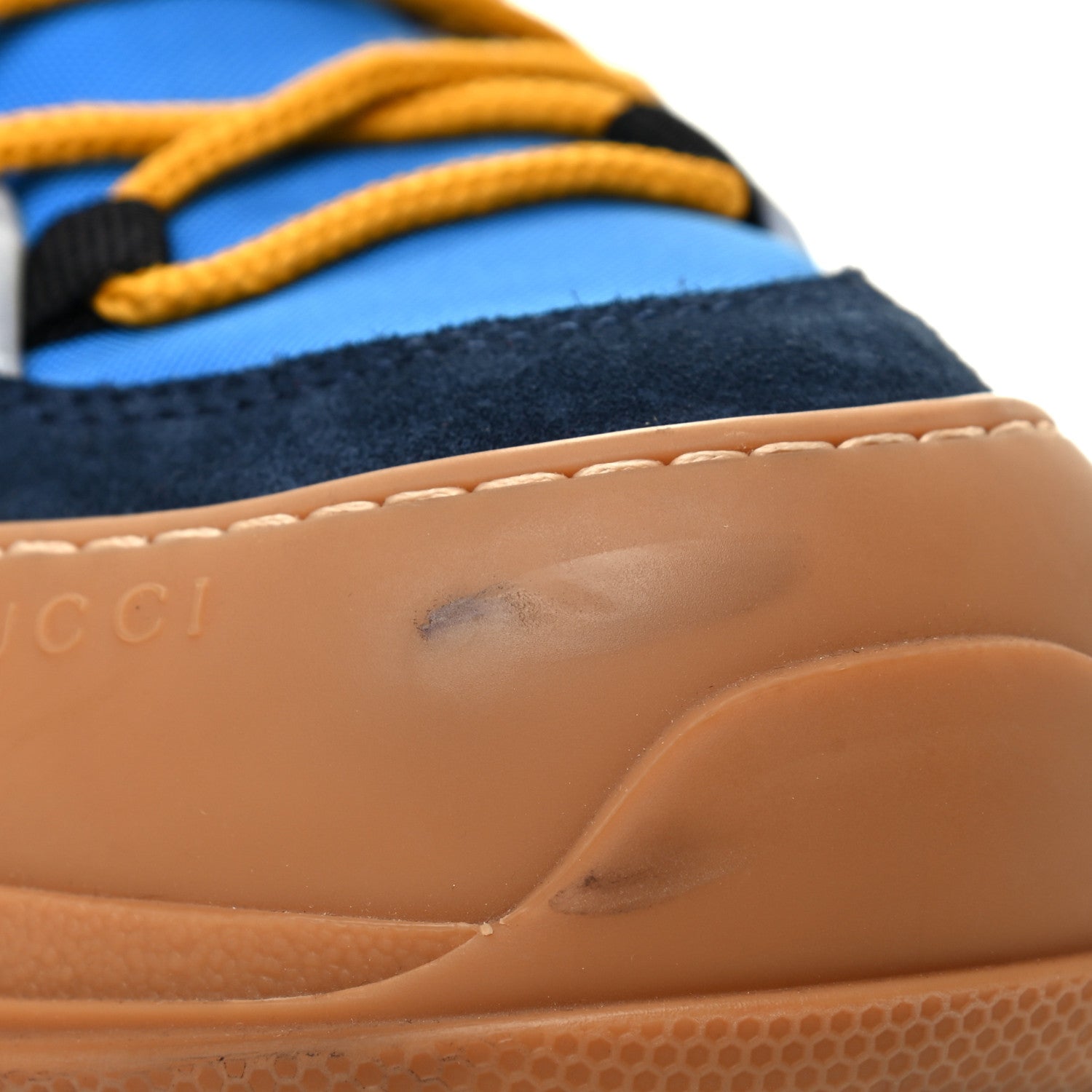 Gucci X SEGA Nylon Suede Calfskin Mens Flashtrek Sneakers 11 Bright Splash Poppy Marine Blue 10 of 11