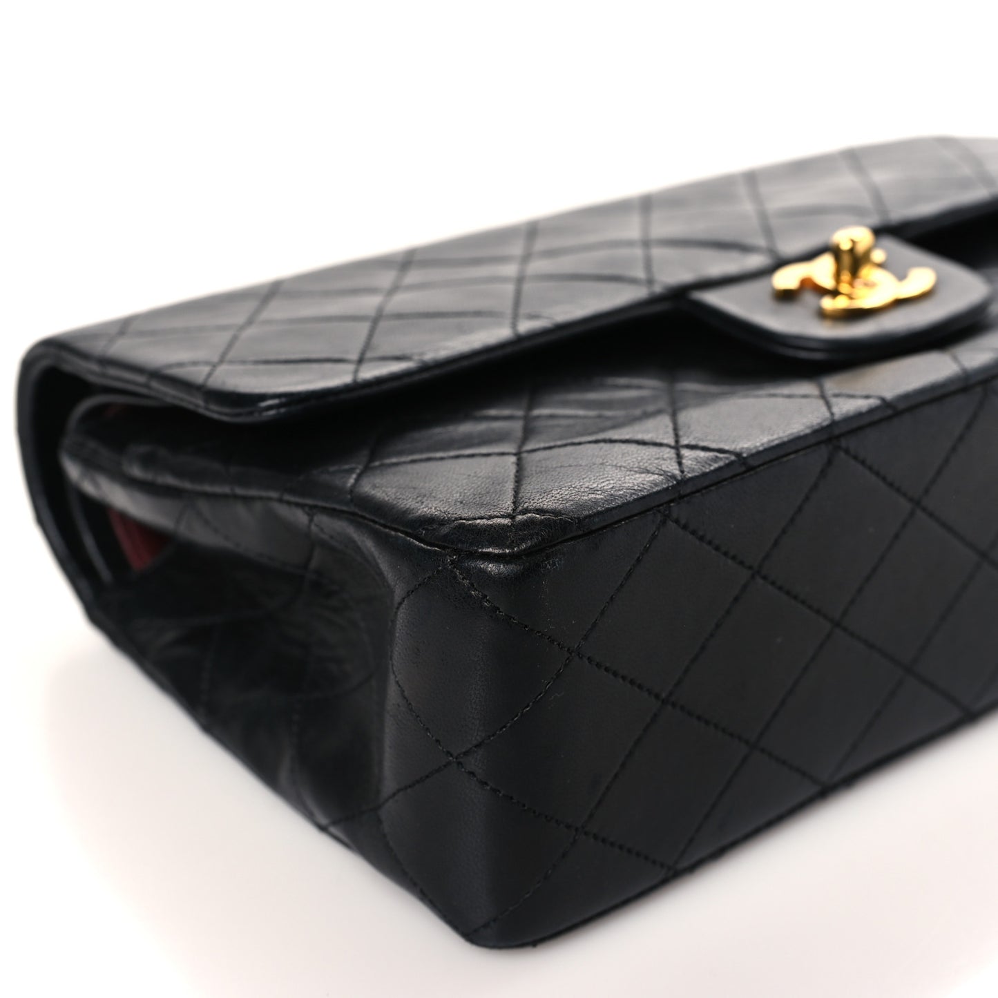Lambskin Quilted Medium Double Flap Black