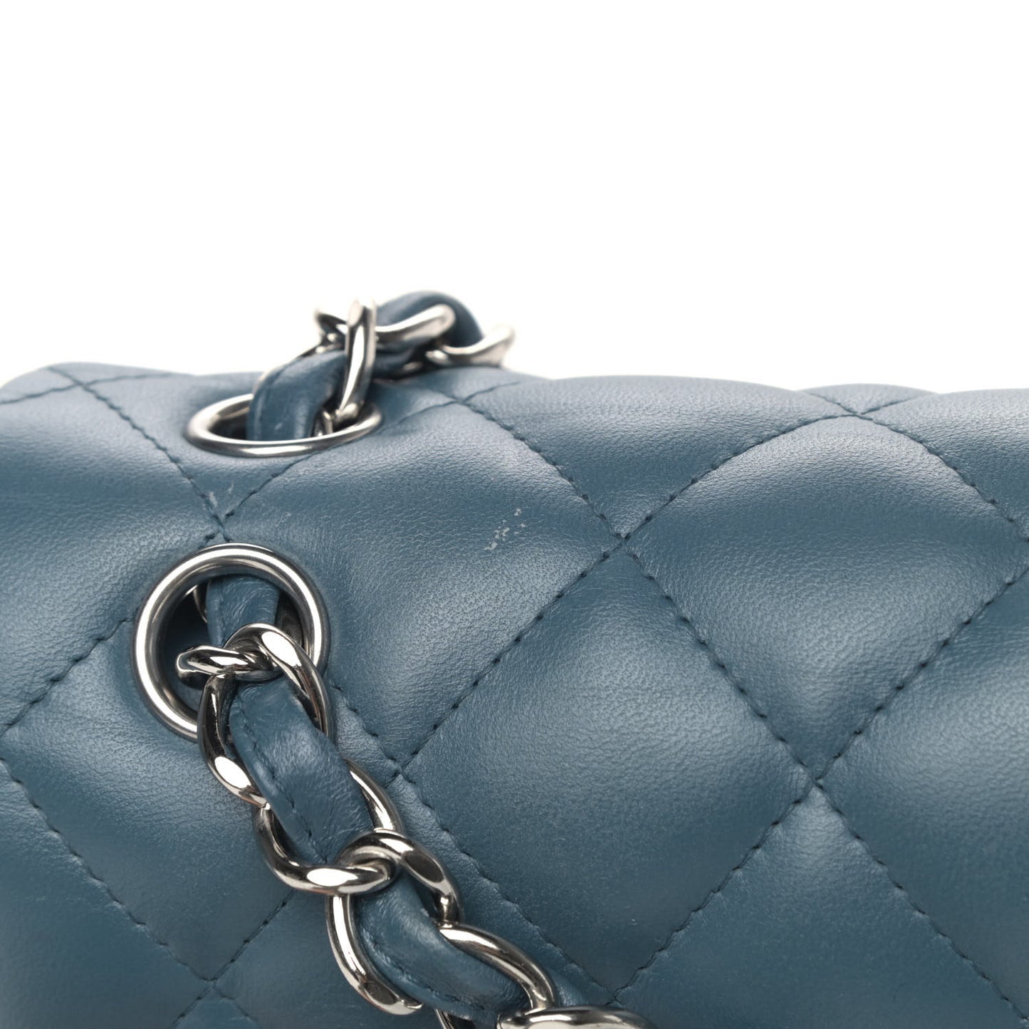 Lambskin Quilted Jumbo Double Flap Turquoise