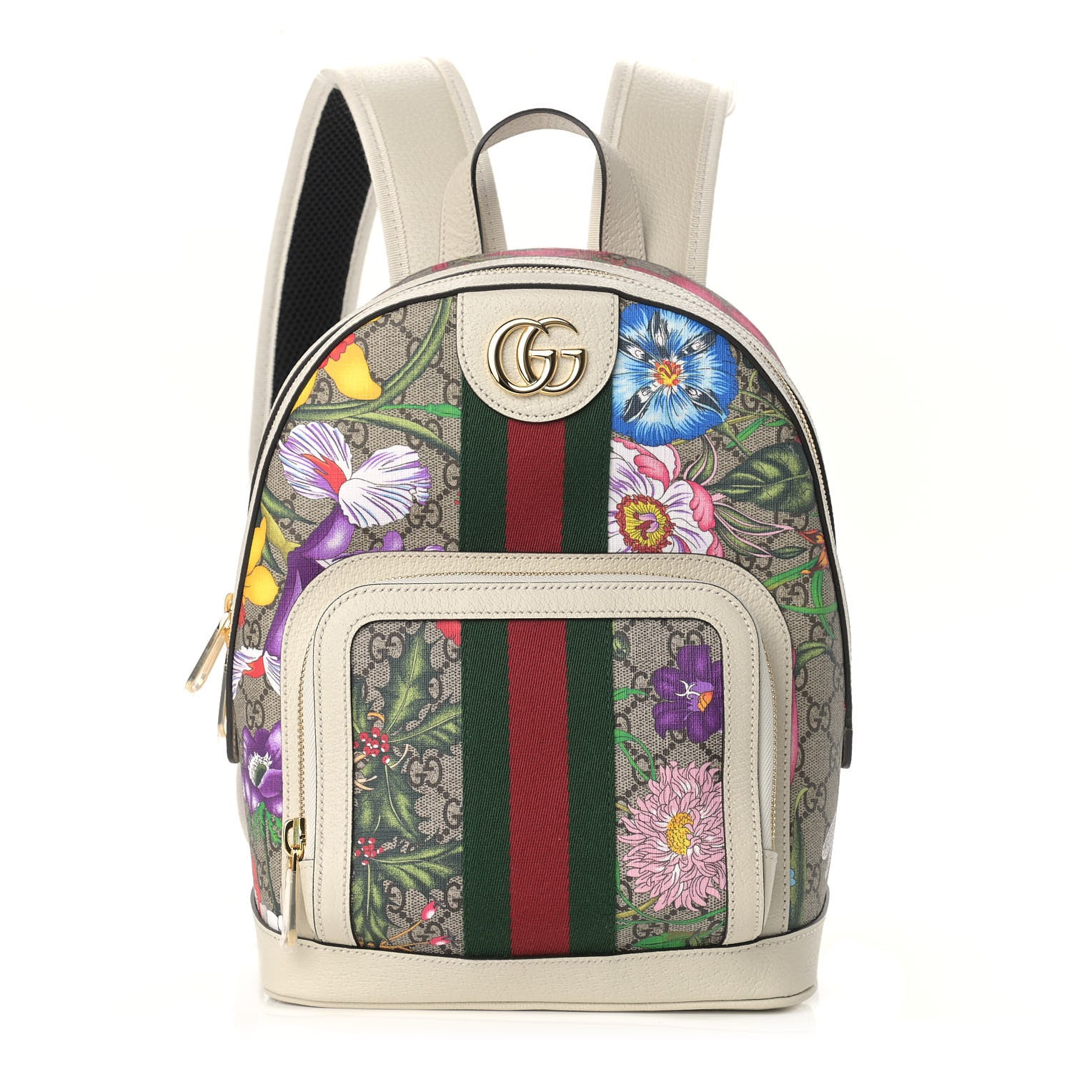 Gucci GG Supreme Monogram Flora Web Small Ophidia Day Backpack White 1 of 9