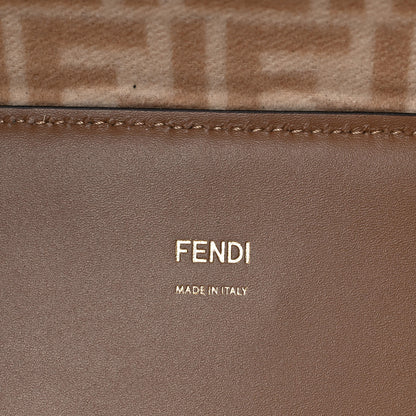 Fendi Flannel Vitello King Wool Plexiglass FF Logo Embroidered Medium Fendi Sunshine Shopper Tote Brown 6 of 13
