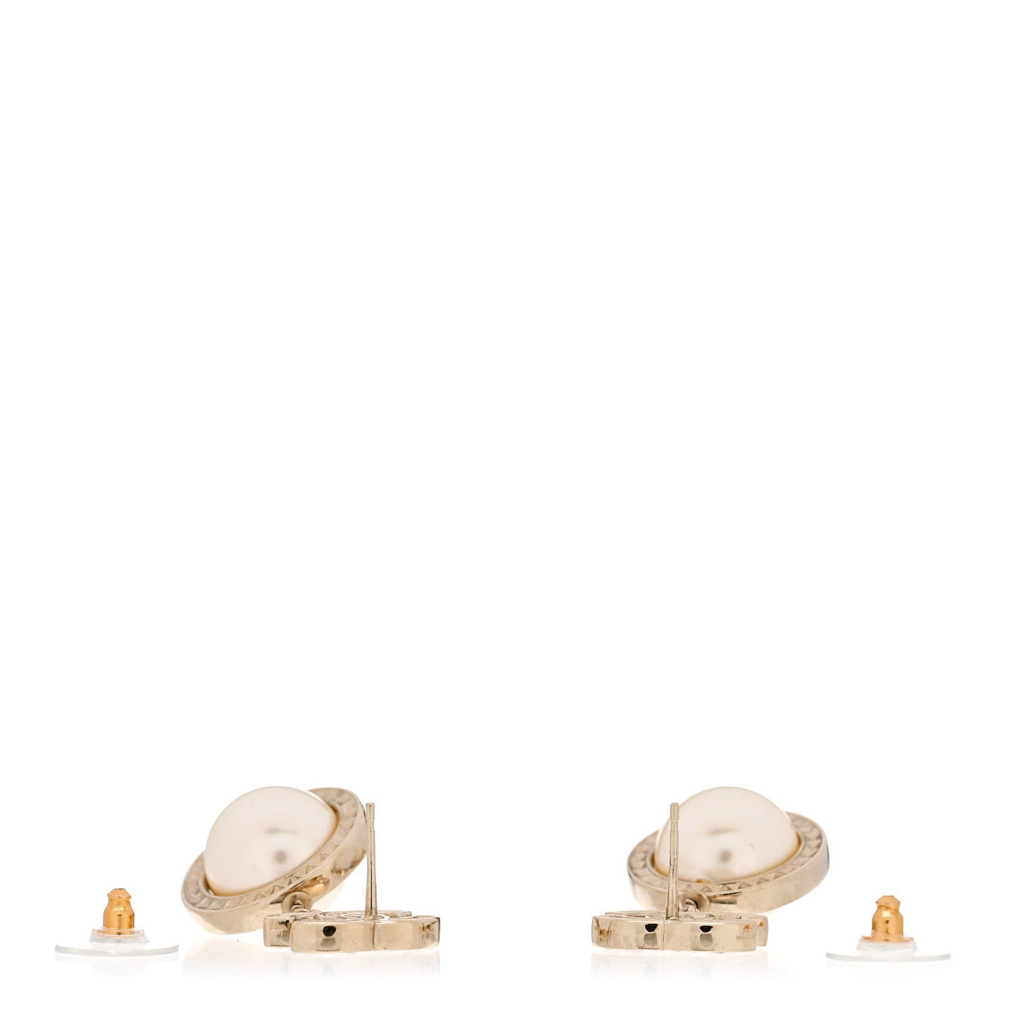 Baguette Crystal CC Pearl Drop Art Decoco Earrings Light Gold