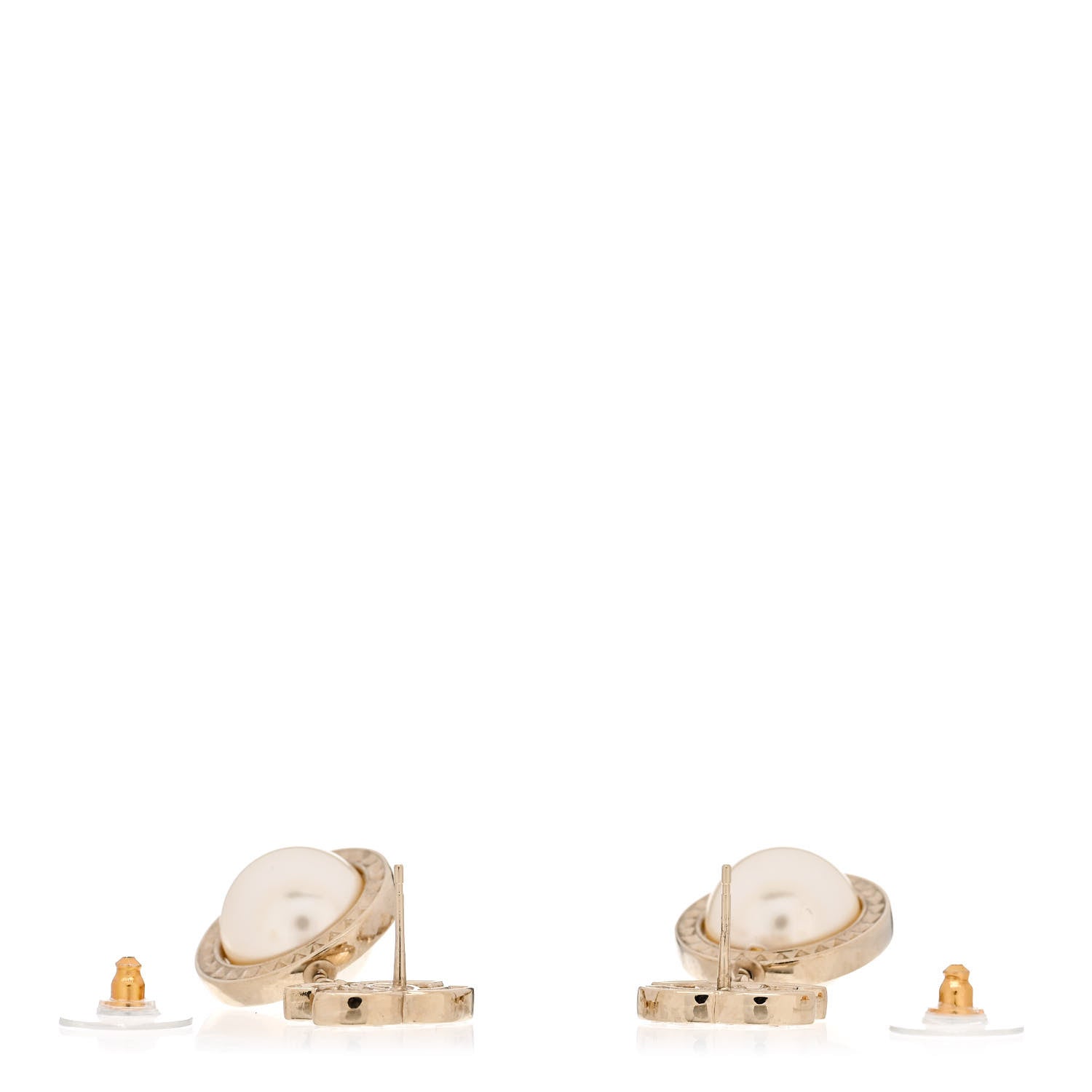 Chanel Baguette Crystal CC Pearl Drop Art Decoco Earrings Light Gold 3 of 4