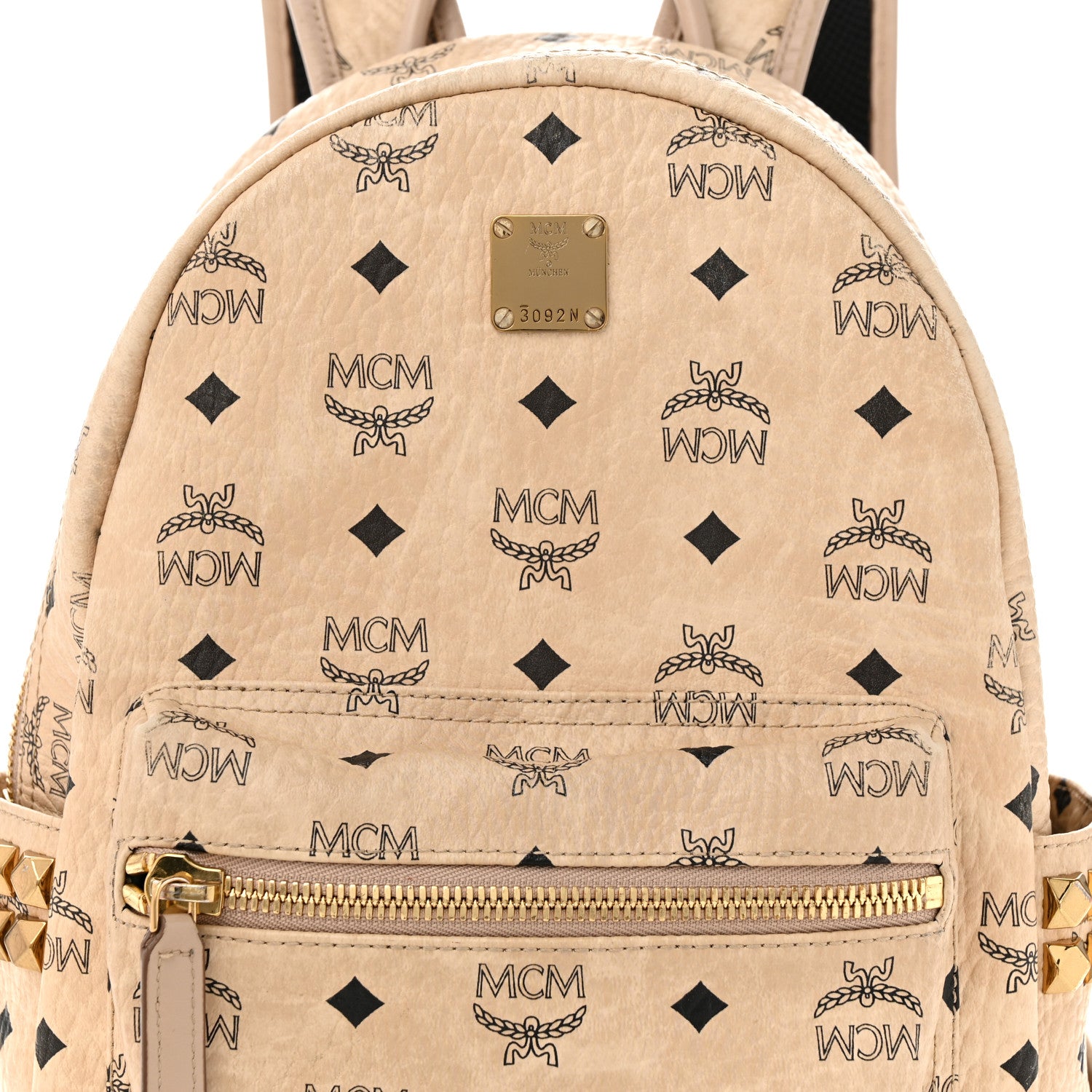MCM Visetos Small Studded Stark Backpack Beige 8 of 14