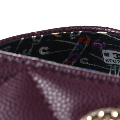 Chanel Caviar Quilted Chain CC Quilted Compact Flap Card Holder Dark Burgundy 8 of 9