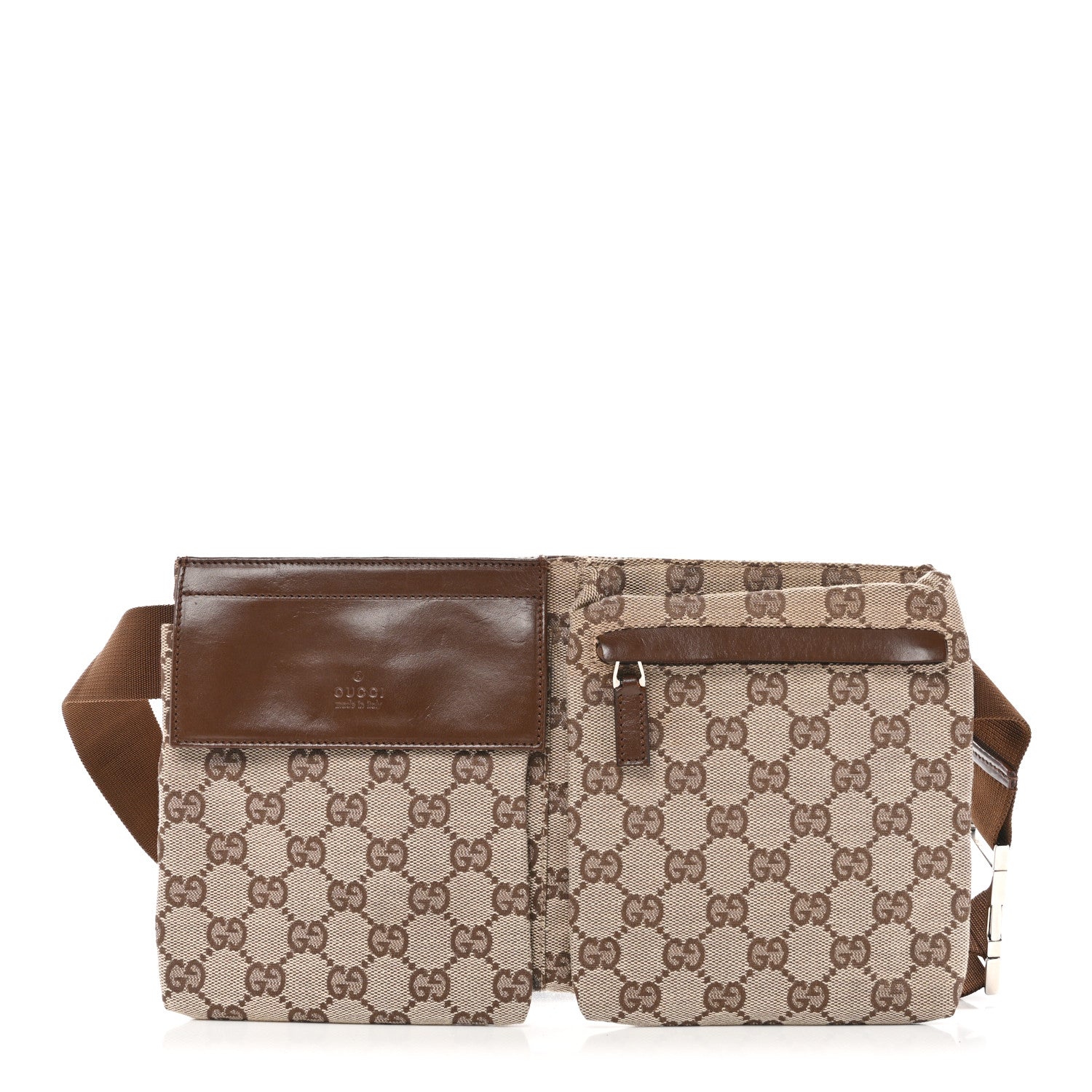 Gucci GG Monogram Web Double Pocket Belt Bag Ebony 1 of 13