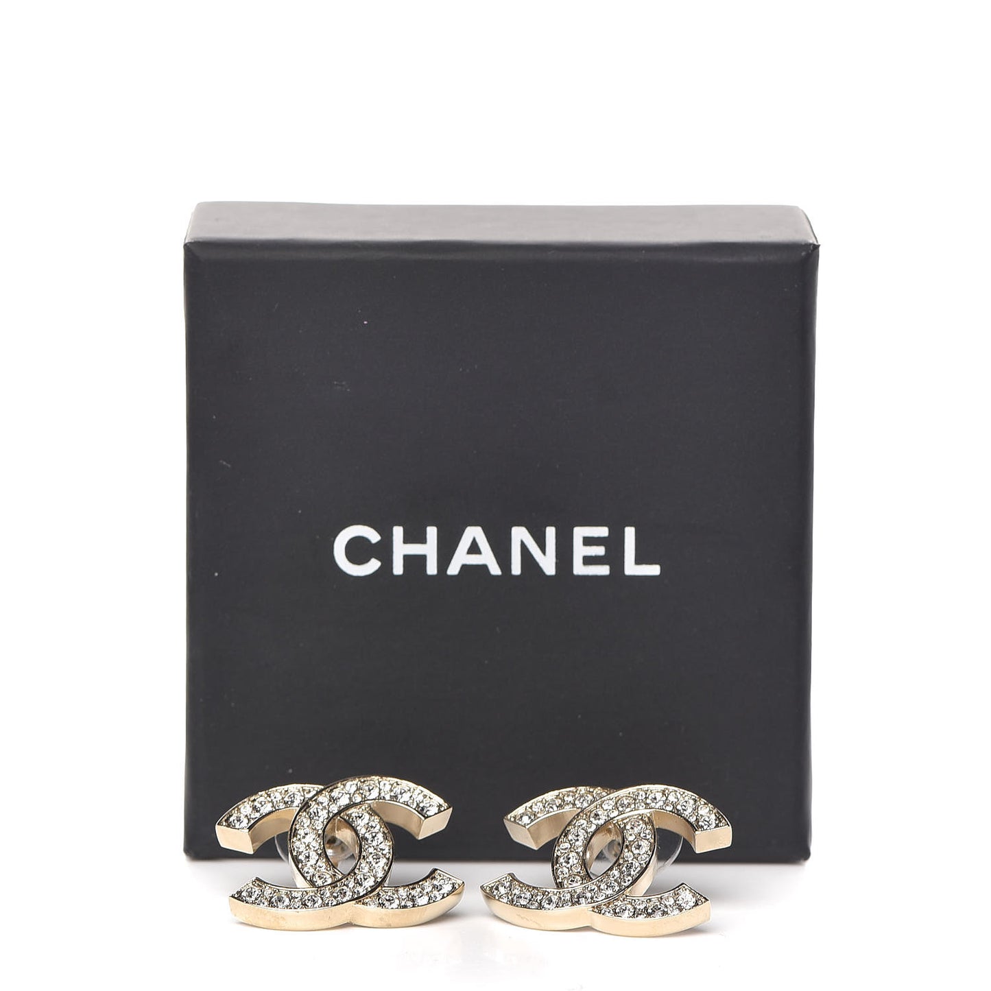 Crystal Large CC Earrings Silver