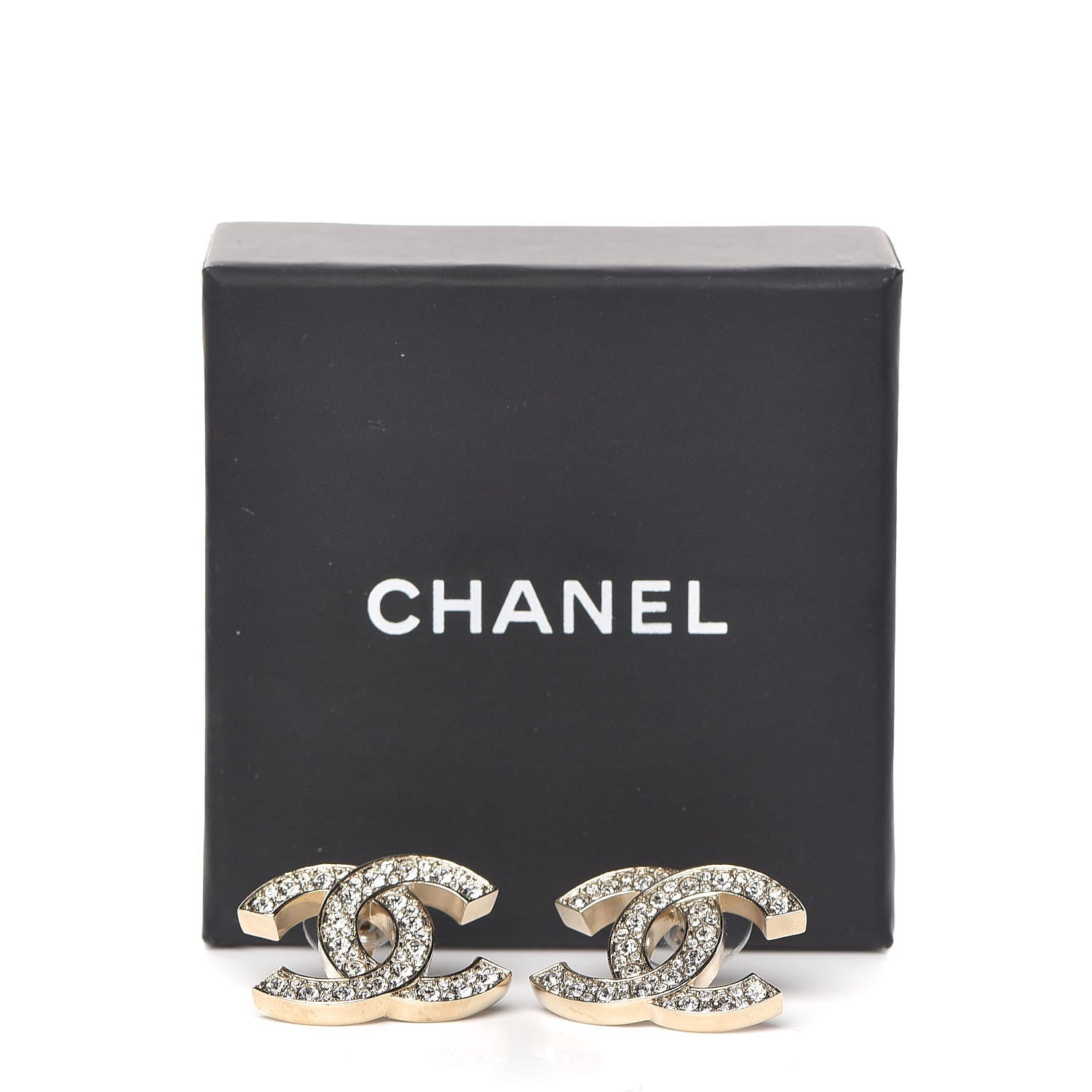 Chanel Crystal Large CC Earrings Silver 5 of 5