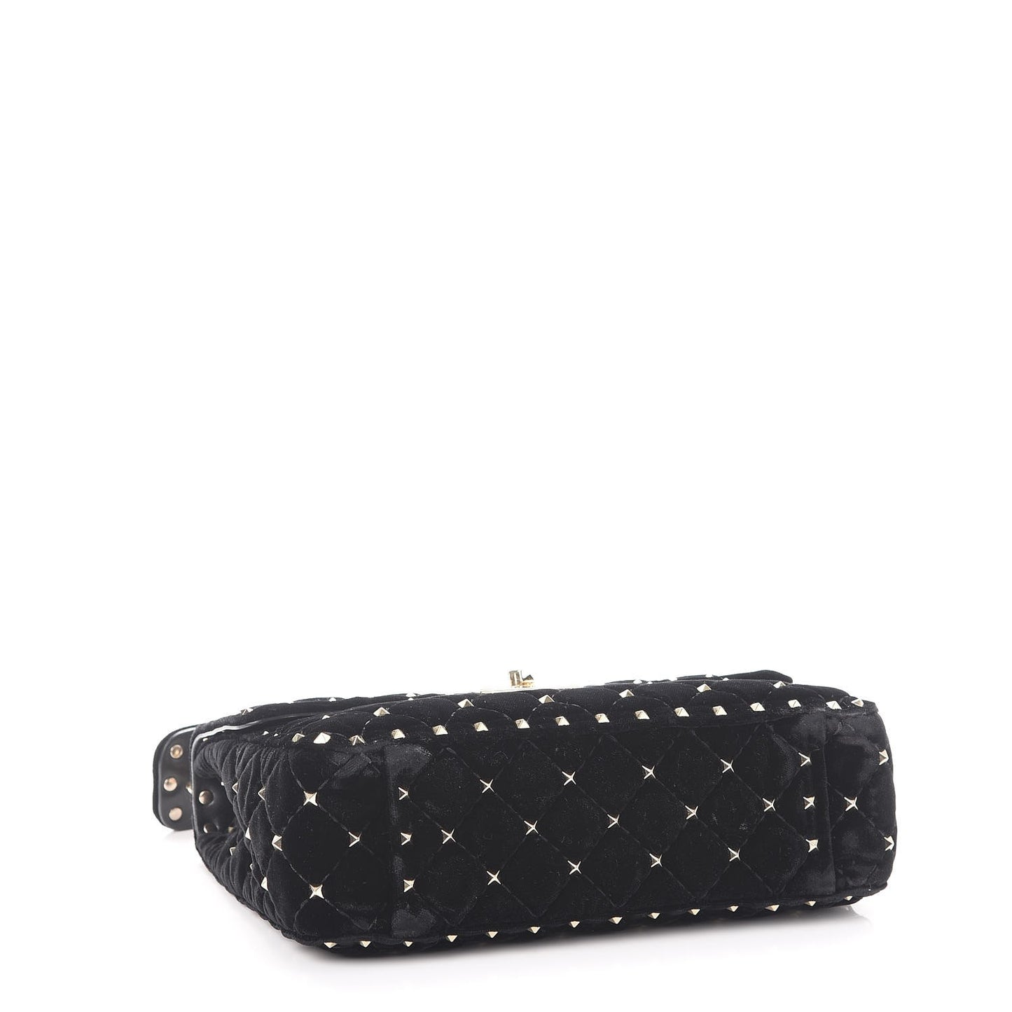 Velvet Medium Rockstud Spike Shoulder Bag Black