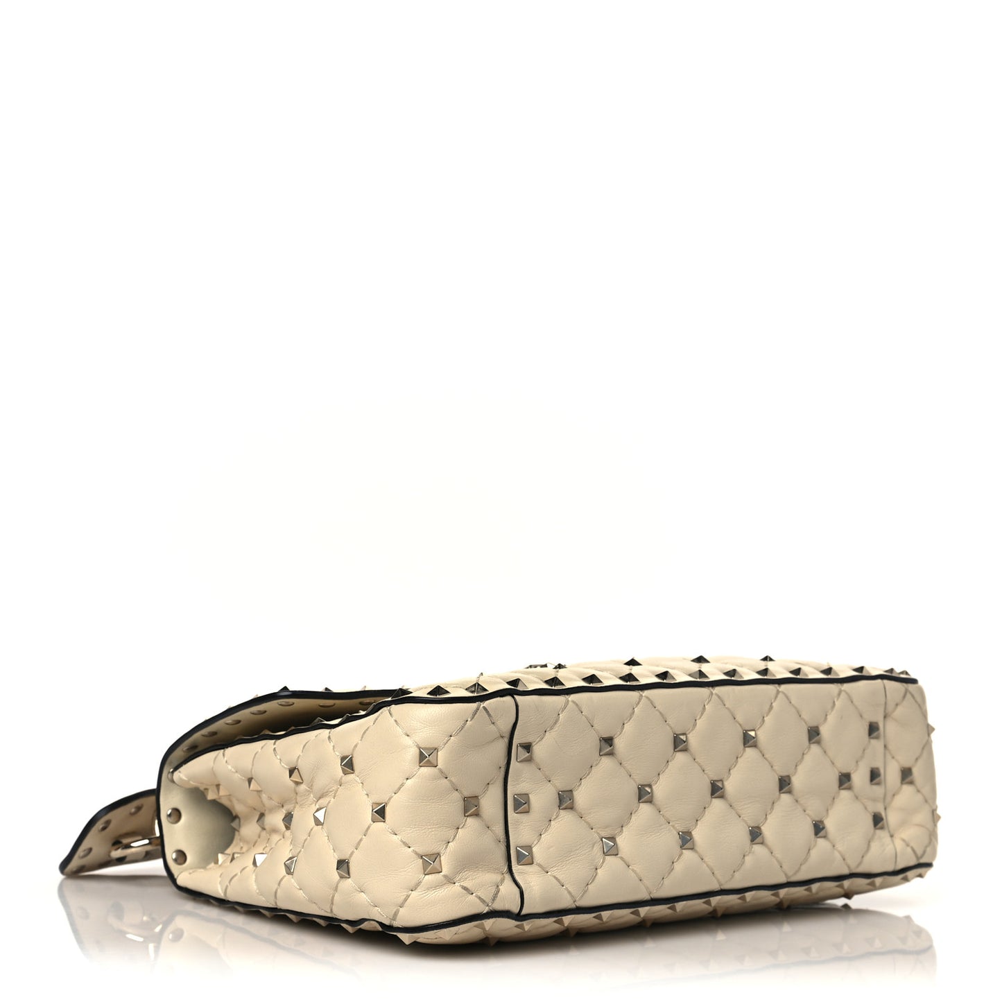 Nappa Medium Rockstud Spike Shoulder Bag Light Ivory