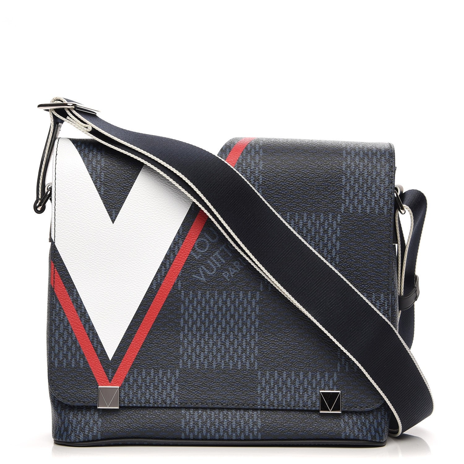 Louis Vuitton Damier Cobalt Latitude America's Cup District PM Red 1 of 7