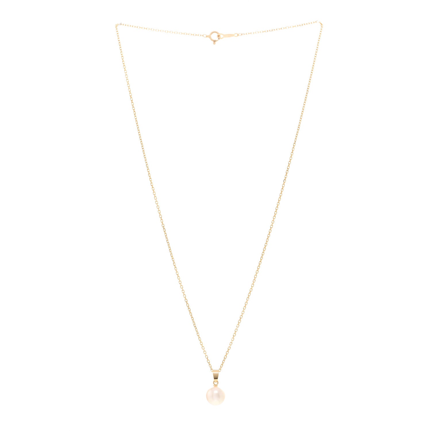 Mikimoto 18K Yellow Gold 8mm Akoya Cultured Pearl Drop Pendant Necklace 3 of 4