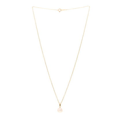 Mikimoto 18K Yellow Gold 8mm Akoya Cultured Pearl Drop Pendant Necklace 3 of 4
