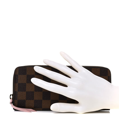 Louis Vuitton Damier Ebene Clemence Wallet Rose Ballerine 2 of 8