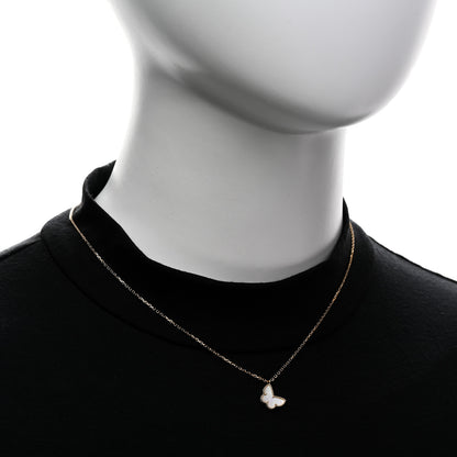 Van Cleef & Arpels 18K Yellow Gold Mother of Pearl Sweet Alhambra Butterfly Pendant Necklace 2 of 6