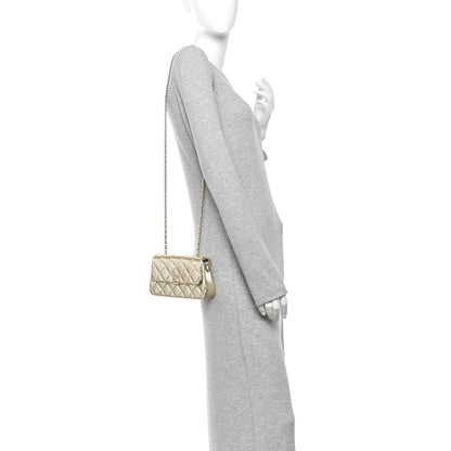 Chanel Metallic Lambskin Quilted Flap Phone Holder With Chain Gold 2 of 11