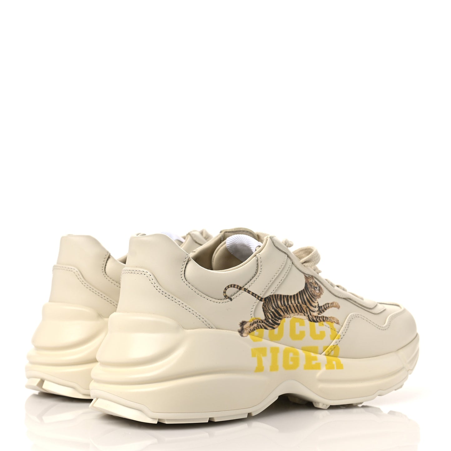 Calfskin Tiger Rhyton Sneakers 37.5 Ivory