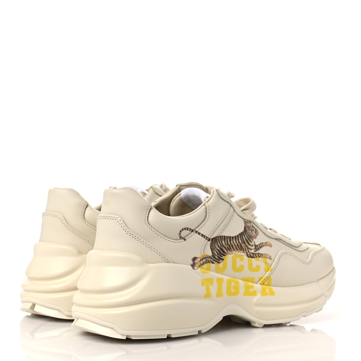 Gucci Calfskin Tiger Rhyton Sneakers 37.5 Ivory 4 of 7
