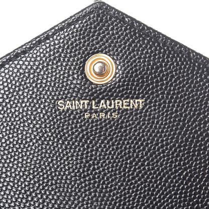 Saint Laurent Grain De Poudre Matelasse Chevron Monogram Chain Wallet Black 6 of 9