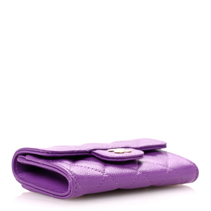 Chanel Caviar Quilted Flap Card Holder Wallet Purple 4 of 9