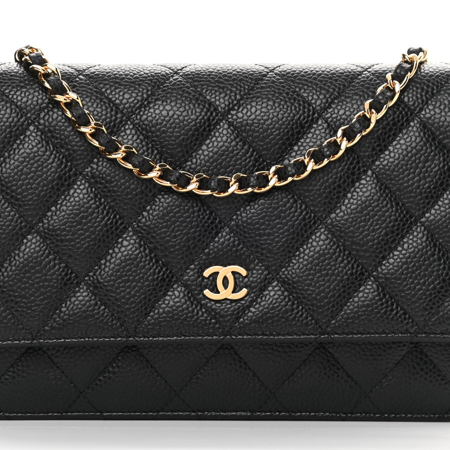 Caviar Quilted Wallet On Chain WOC Black