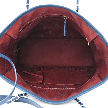 Chanel Grained Calfskin Quilted Small Daily Shopping Tote Blue 6 of 12