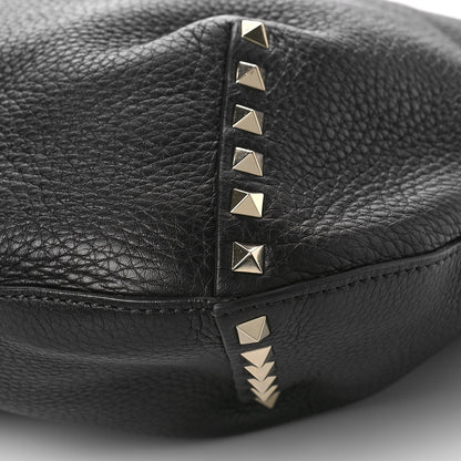 Valentino Garavani Grained Calfskin Large Rockstud Hobo Black 8 of 8