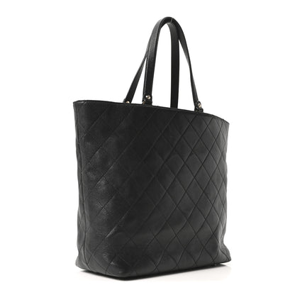 Chanel Sheepskin Caviar Quilted Medium Shopping Tote Black 3 of 10
