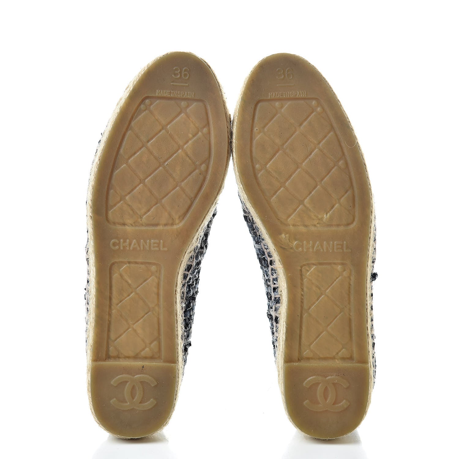 Chanel Metallic Tweed Lambskin CC Espadrilles 36 Blue Black Silver 5 of 10