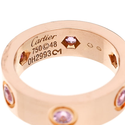 Cartier 18K Pink Gold 6 Pink Sapphire 5.5mm LOVE Ring 48 4.5 4 of 4