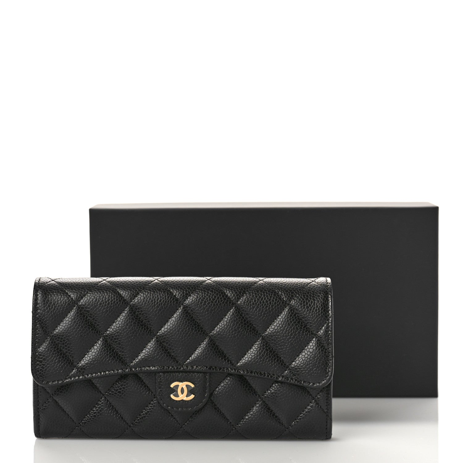 Chanel Caviar Quilted Large Gusset Flap Wallet Black 10 of 10