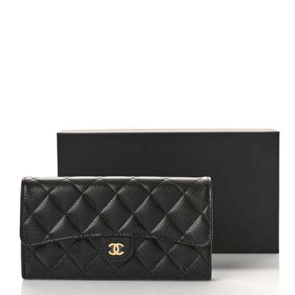 Chanel Caviar Quilted Large Gusset Flap Wallet Black 10 of 10