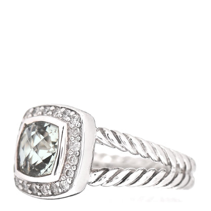 David Yurman Sterling Silver Diamond Prasiolite 7mm Petite Albion Ring 52 6 3 of 5