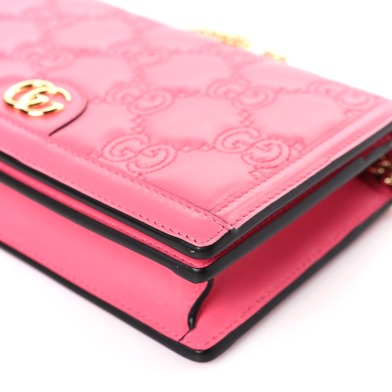 Gucci Calfskin GG Matelasse Chain Wallet Rhodamine Pink 8 of 9