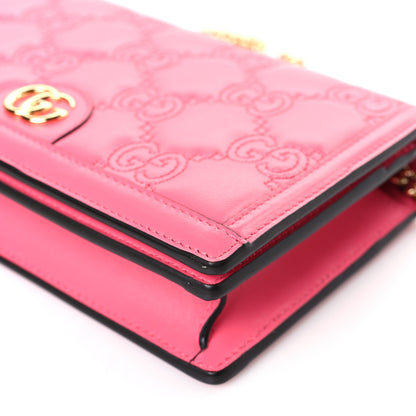 Gucci Calfskin GG Matelasse Chain Wallet Rhodamine Pink 8 of 9