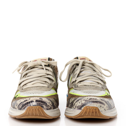 Gucci Suede Calfskin Tejus Printed Womens Ultrapace Sneakers 39 Natural Ardesia Neon Yellow 2 of 11