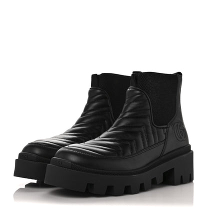 Gucci Calfskin Nappa Matelasse Frances Chelsea Boots 36 Black 3 of 10