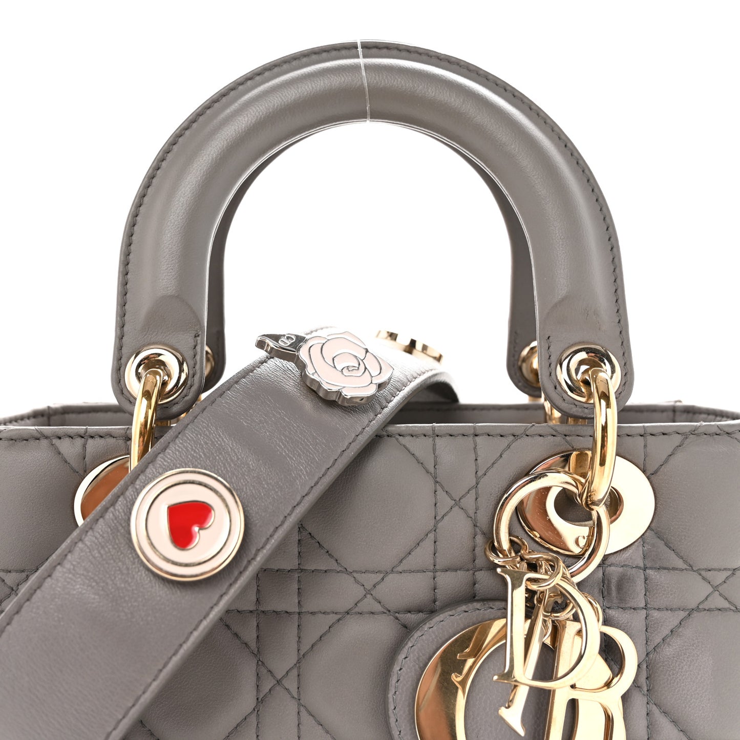 Lambskin Cannage Small Lucky Badges My Lady Dior Grey