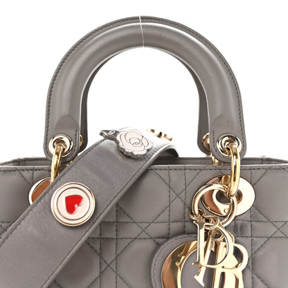 Christian Dior Lambskin Cannage Small Lucky Badges My Lady Dior Grey 7 of 9