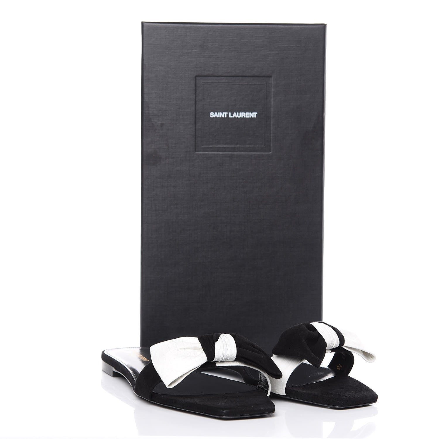 Saint Laurent Ayers Nubuck Bow Nu Pieds Slide Sandals 41.5 Black 9 of 9