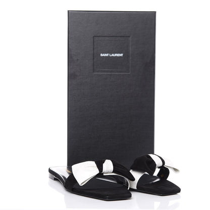 Saint Laurent Ayers Nubuck Bow Nu Pieds Slide Sandals 41.5 Black 9 of 9