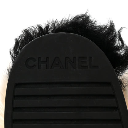 Chanel Shearling Sheepskin High Boots 38.5 Ivory Black 8 of 11