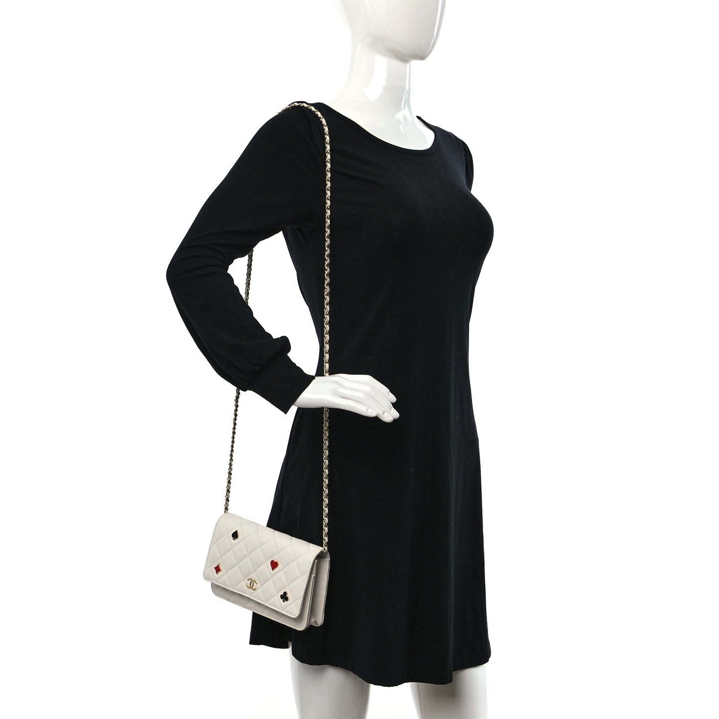 Caviar Quilted Enamel Coco Casino Wallet On Chain WOC White