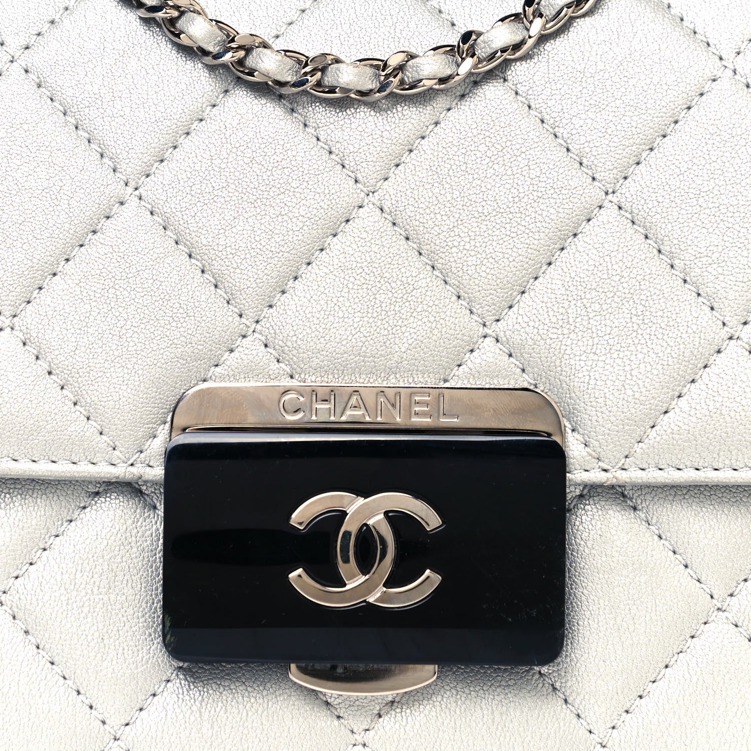 Chanel Metallic Sheepskin Quilted Beauty Lock Flap Silver 8 of 16