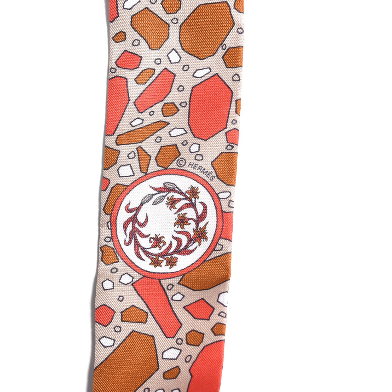 Hermes Silk La Danse Des Amazones Twilly Beige Corail Brun 3 of 6