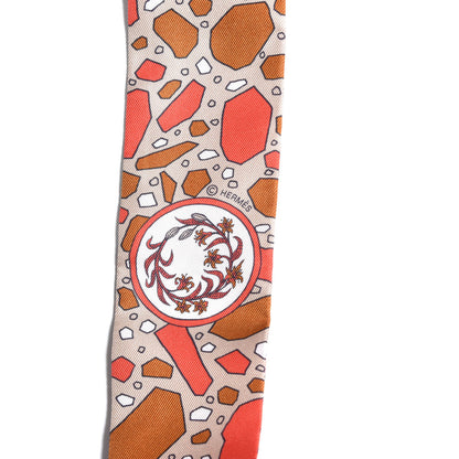 Hermes Silk La Danse Des Amazones Twilly Beige Corail Brun 3 of 6