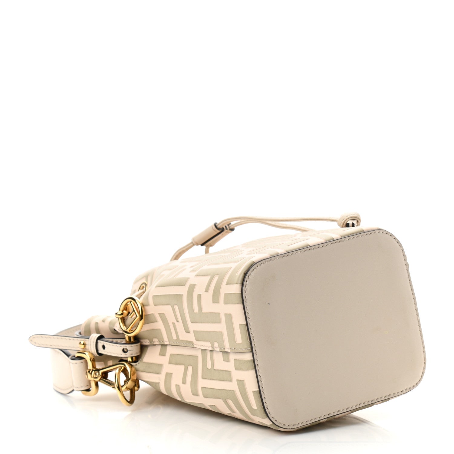 Fendi Vitello Liberty F is Fendi Bi-Color FF 1974 Embossed Mini Mon Tresor Bucket Bag Camelia Mandorlo 4 of 10