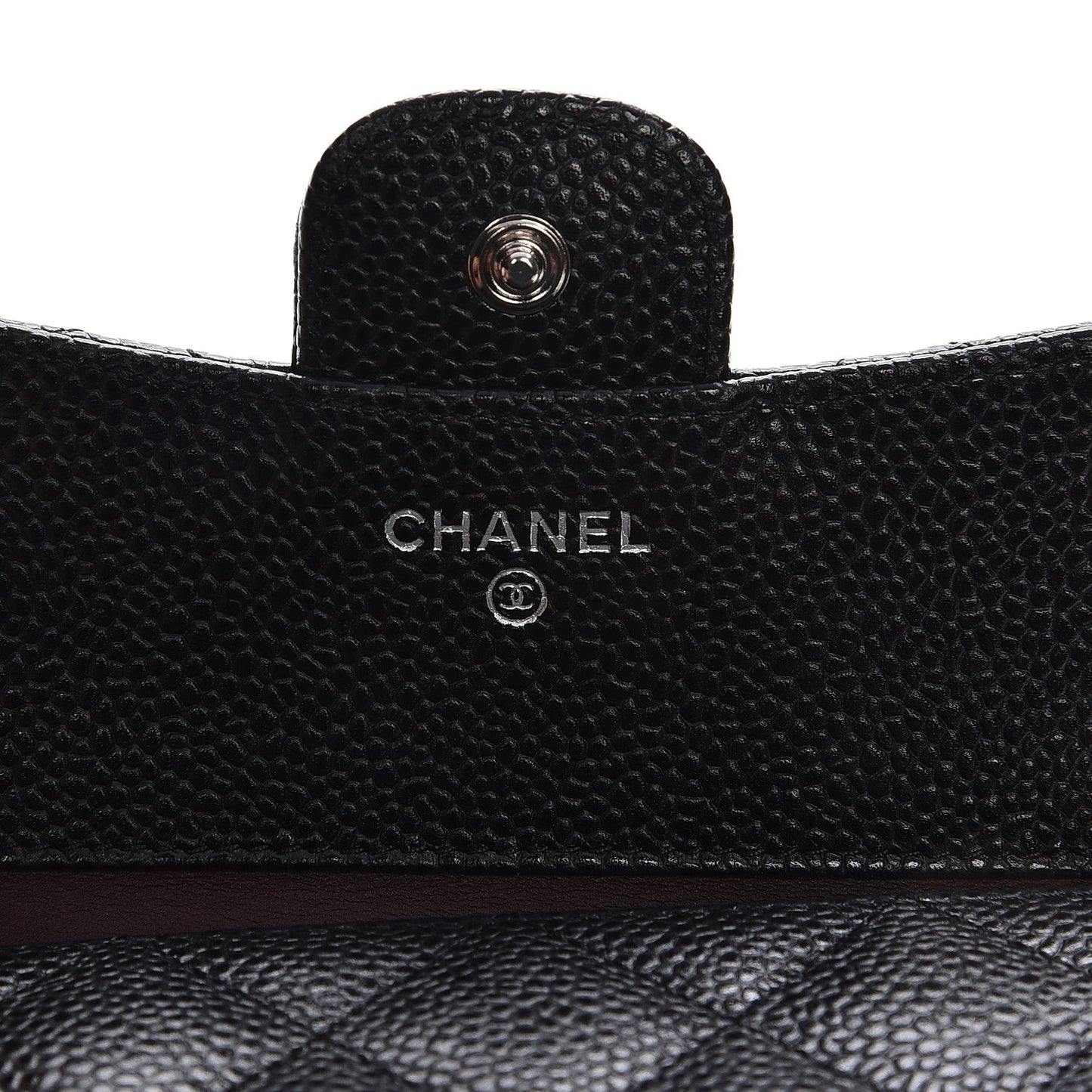 Caviar Quilted Compact Flap Wallet Black