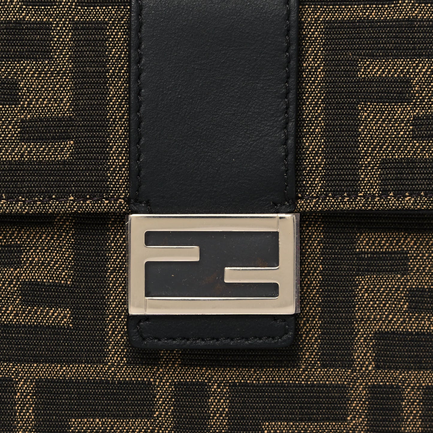 Recycled Fabric Jacquard Vitello Grace FF 1974 Baguette Belt Pouch Tobacco Moro Black
